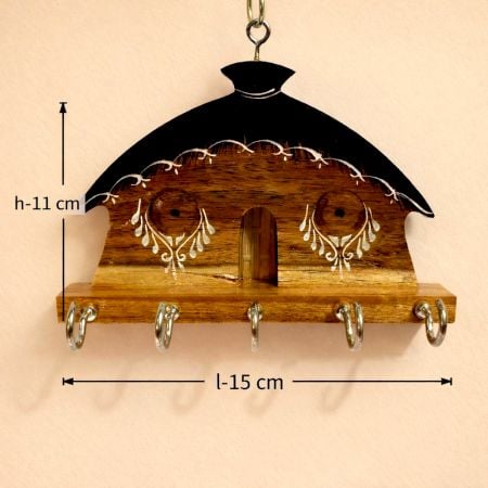 Handcrafted Wood House Key Holder with Hooks